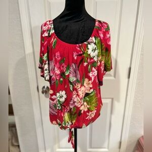 Kim & Cami Pink Floral Blouse Size Large